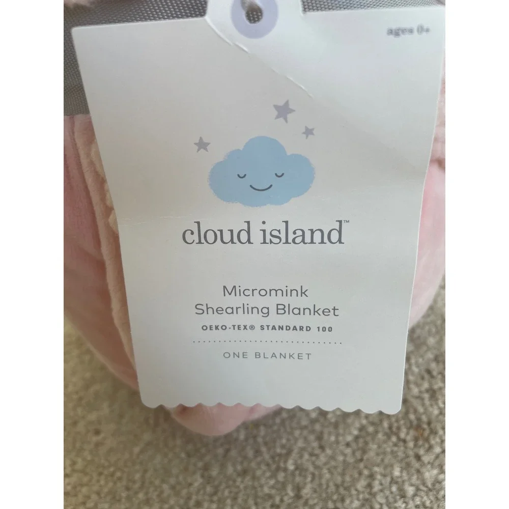 Cloud Island Micromink Shearling Blanket Pink 30x40 Baby Nursery OEKO-TEX NEW